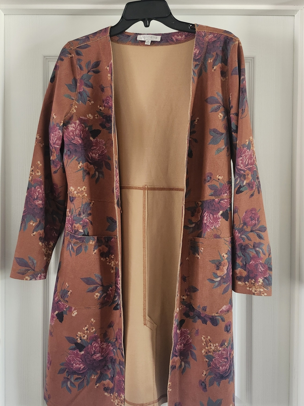 Solitaire Rust and Purple Floral Cardigan
